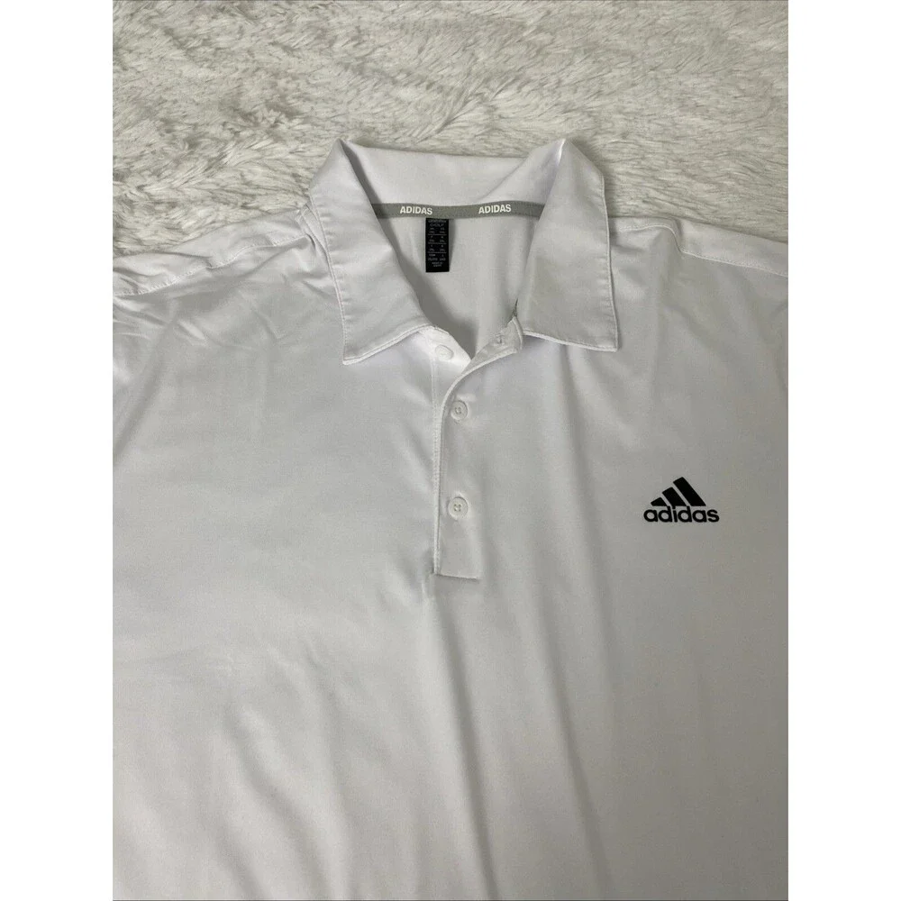 Adidas Golf Polo Shirt Men's Plus Size 2XL White Dry Wicking UPF Sun Protection
